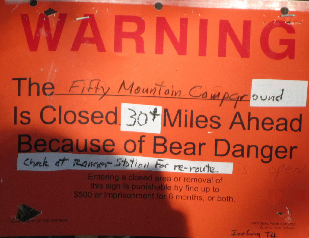 Trail closure sign. Photo by Emily Monosson.