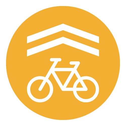 bike lane icon on yellow circle