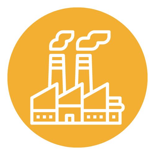 factory icon in yellow circle