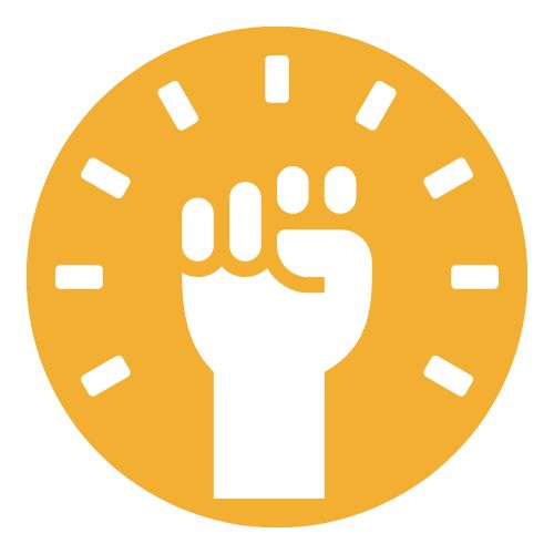 raised fist icon on yellow circle