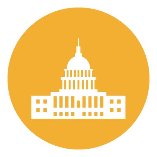 white house icon on yellow circle